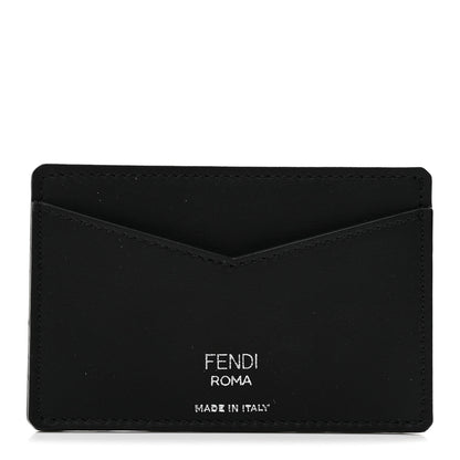 Fendi Vitello Century Matte Glazed Fabric FF Card Holder Tobacco Black 1 of 6