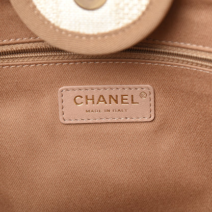 Chanel Mixed Fibers Striped Medium Deauville Tote Beige 5 of 9