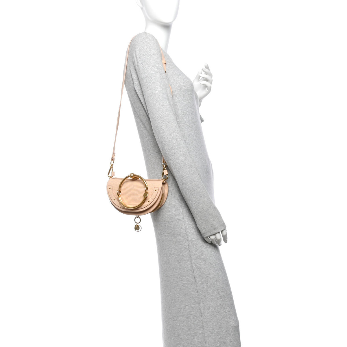 Chloe Calfskin Lizard Embossed Nile Bracelet Minaudiere Bag Pink 2 of 11
