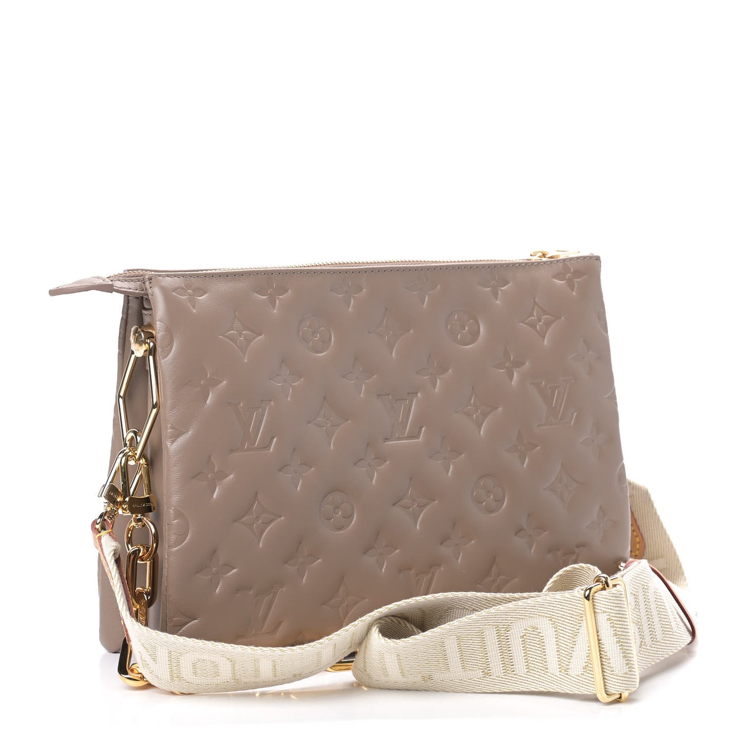 Lambskin Embossed Monogram Coussin PM Taupe