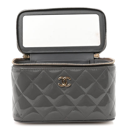 Chanel Patent Quilted Quilted Small Top Handle Vanity Case With Chain Grey 6 of 13