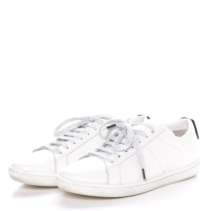 Saint Laurent Calfskin Metallic Ayers Signature Court Lips Sneakers 38 Optic White 3 of 13