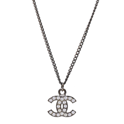 Chanel Crystal CC Necklace Silver 4 of 6