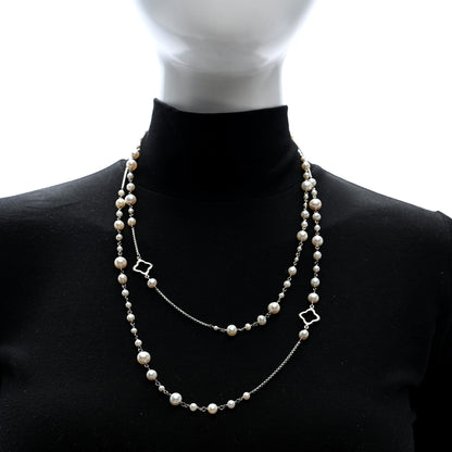 David Yurman Sterling Silver Pearl Quatrefoil Long Chain Necklace 2 of 4