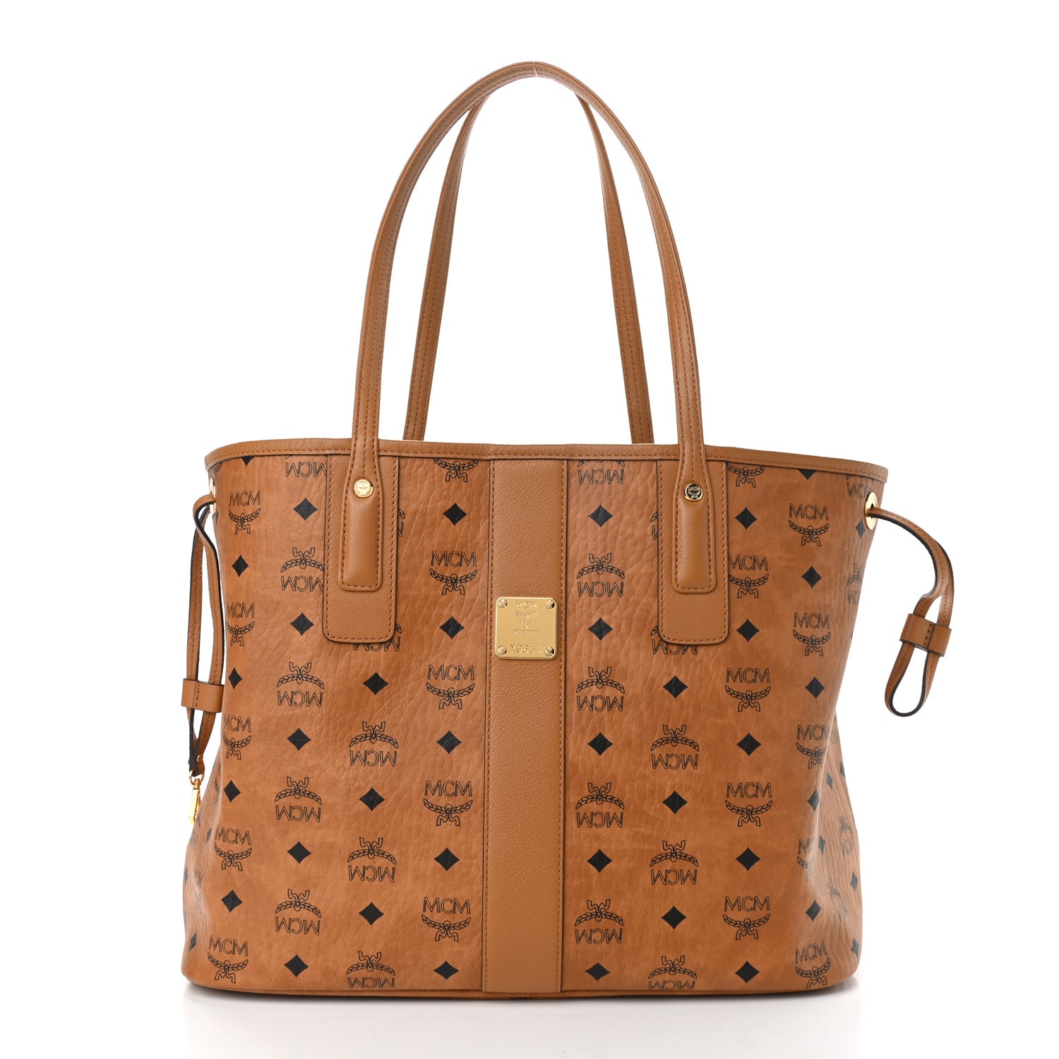 MCM Visetos Medium Liz Reversible Shopper Tote Cognac 3 of 17