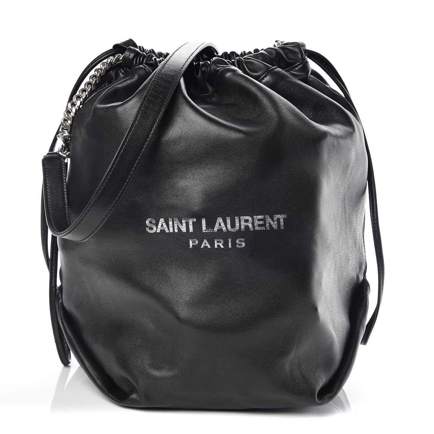 Lambskin Teddy Drawstring Bag Black