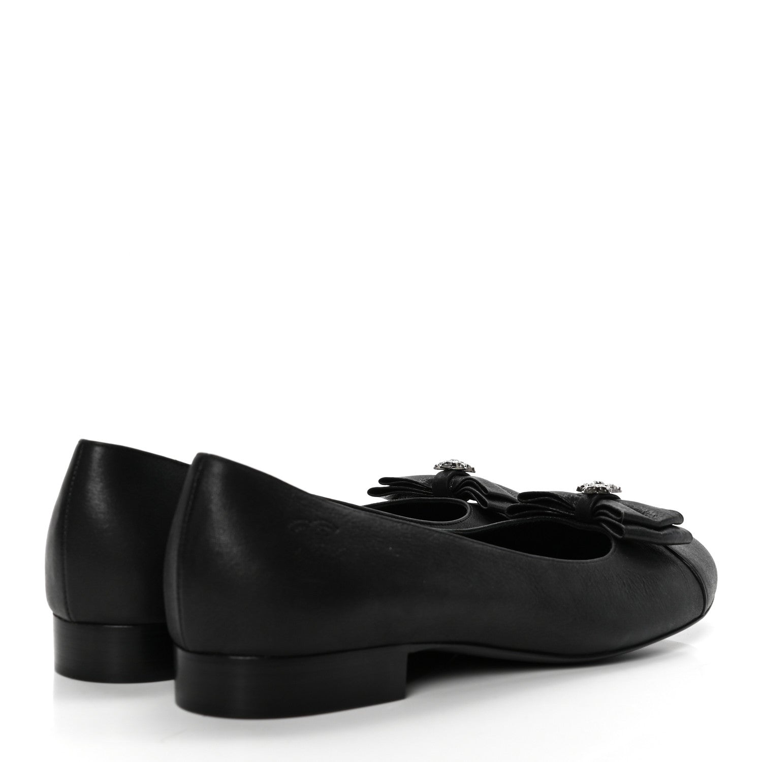 Chanel Buffalo Glitter Bow Ballerina Flats 38.5 Black 4 of 10
