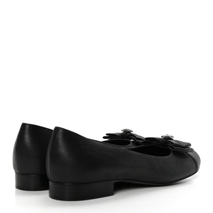 Chanel Buffalo Glitter Bow Ballerina Flats 38.5 Black 4 of 10