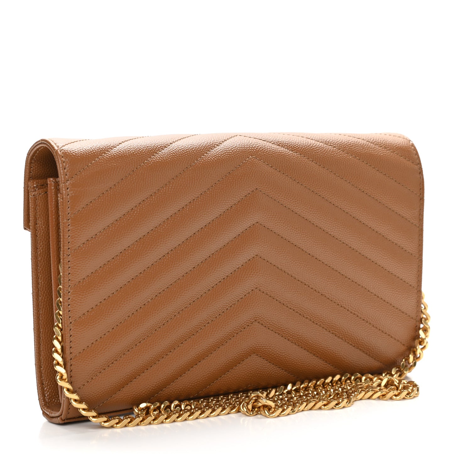Grain De Poudre Matelasse Chevron Monogram Chain Wallet Dune