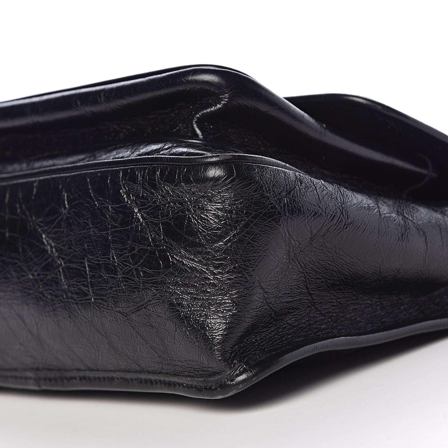 Crinkled Calfskin Matelasse Monogram Medium Niki Chain Satchel Black