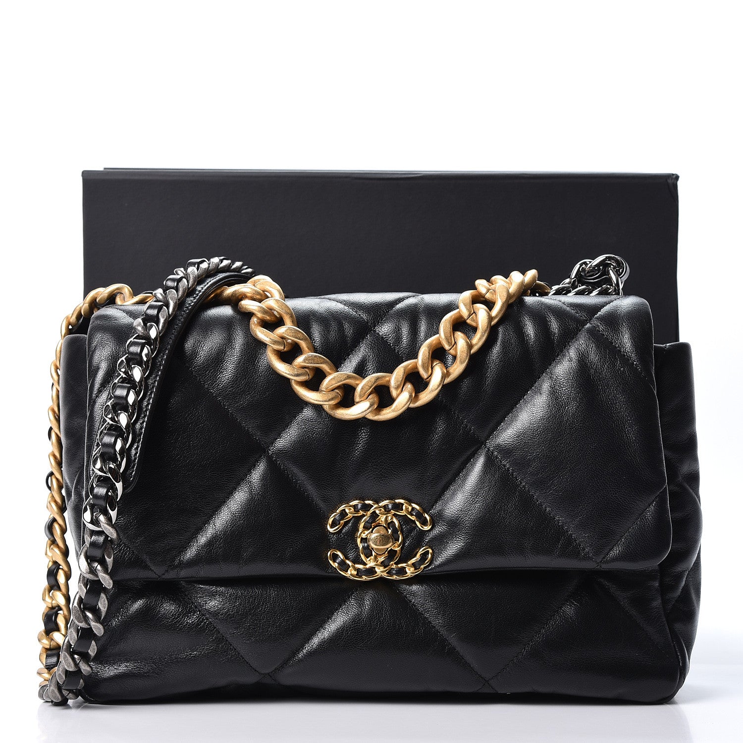 Chanel Lambskin Quilted Large 19 Flap Black 10 of 10