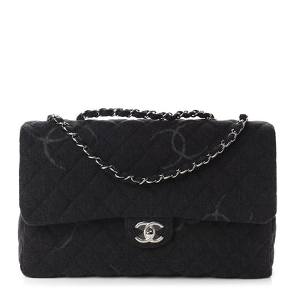 Chanel Denim Quilted CC Print Jumbo Single Flap Black 1 of 11