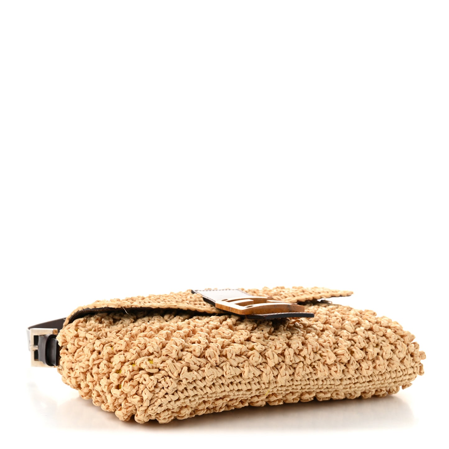 Woven Straw Baguette Beige Brown