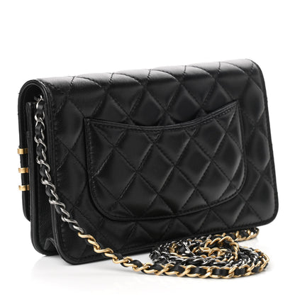 Chanel Lambskin Quilted Coco Clips Wallet On Chain WOC Black 3 of 15