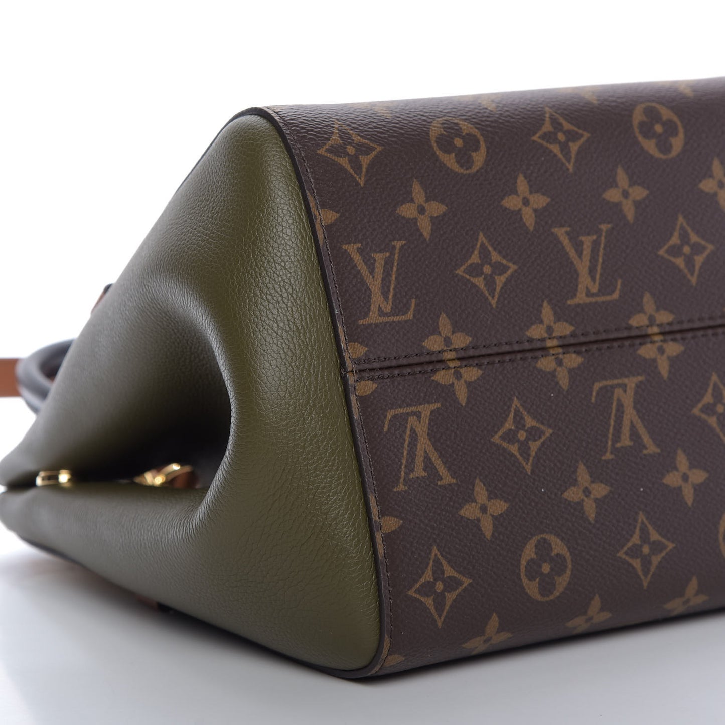 Calfskin Monogram Fold Tote PM Cream Khaki Black