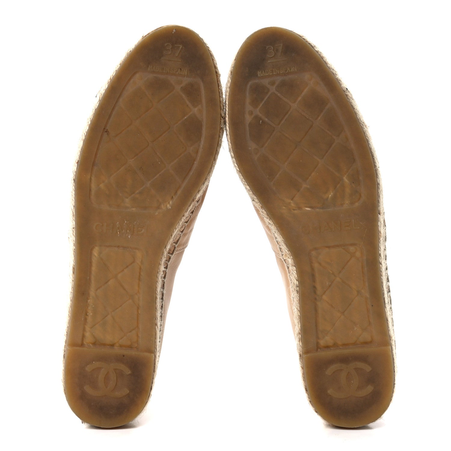Chanel Lambskin CC Espadrilles 37 Beige Black 5 of 11