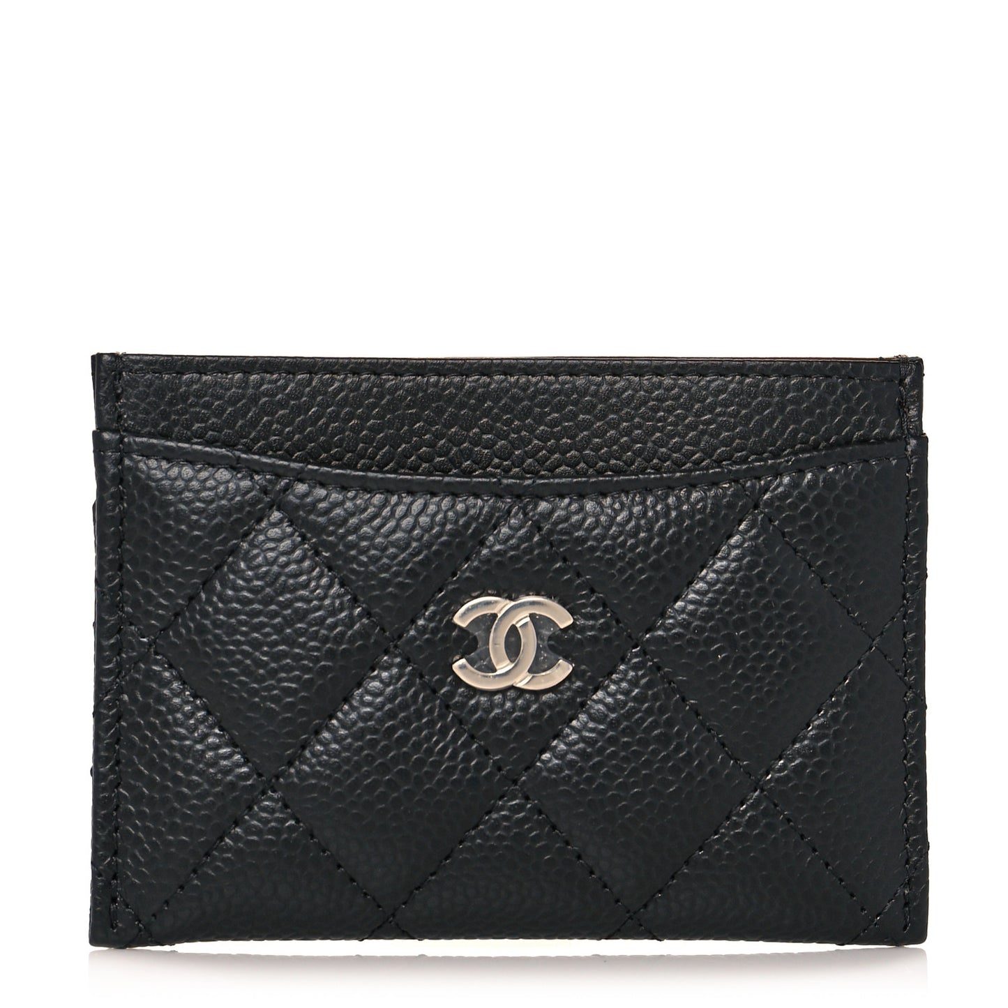 Caviar Quilted Card Holder Black
