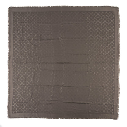 Louis Vuitton Silk Wool Monogram Shine Classic Shawl Taupe 1 of 6