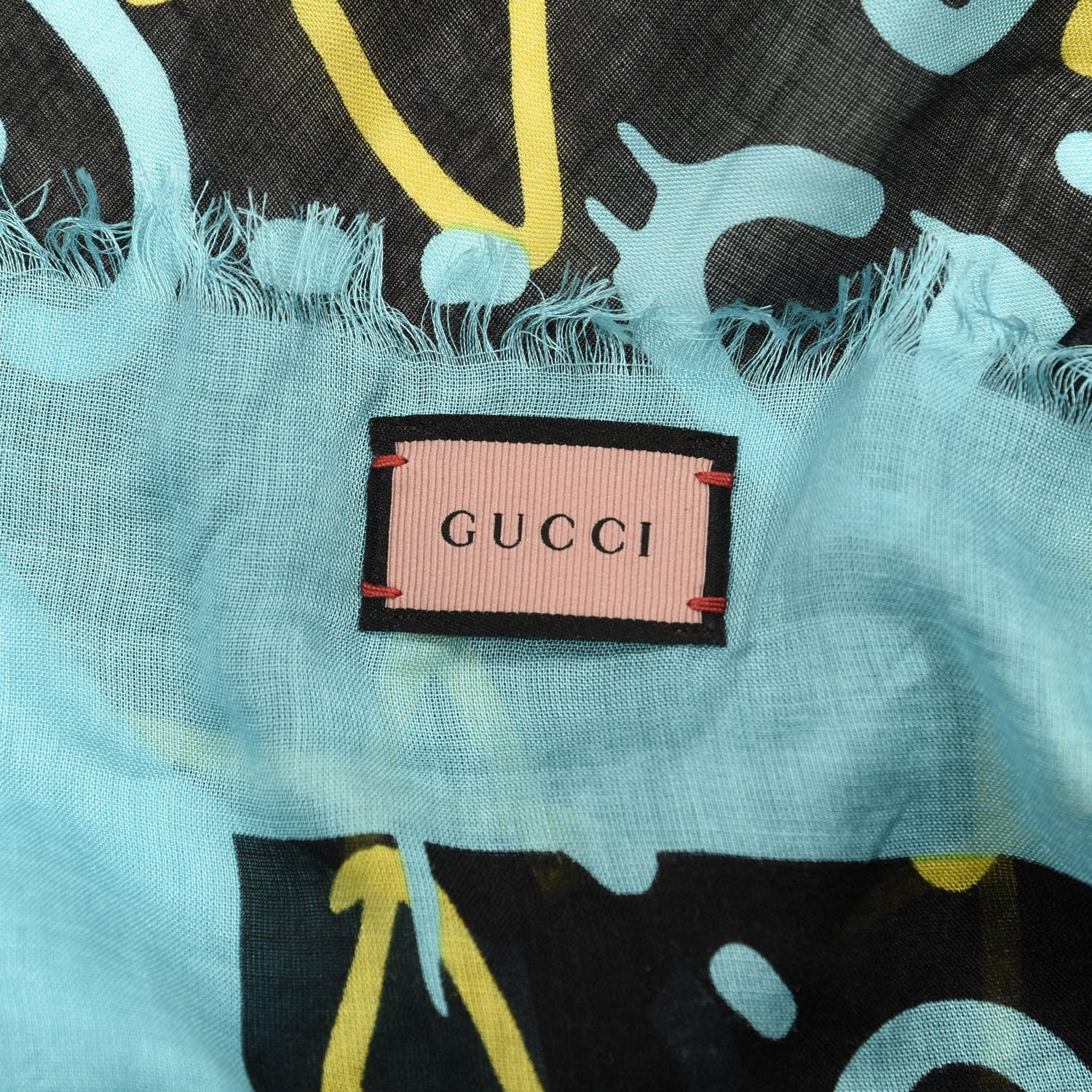 Gucci Modal Silk GucciGhost Print Shawl Black Multicolor 2 of 3