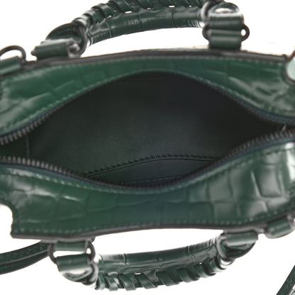 Balenciaga Semi Shiny Calfskin Crocodile Embossed Neo Classic Black Hardware Nano City Crossbody Forest Green 5 of 8
