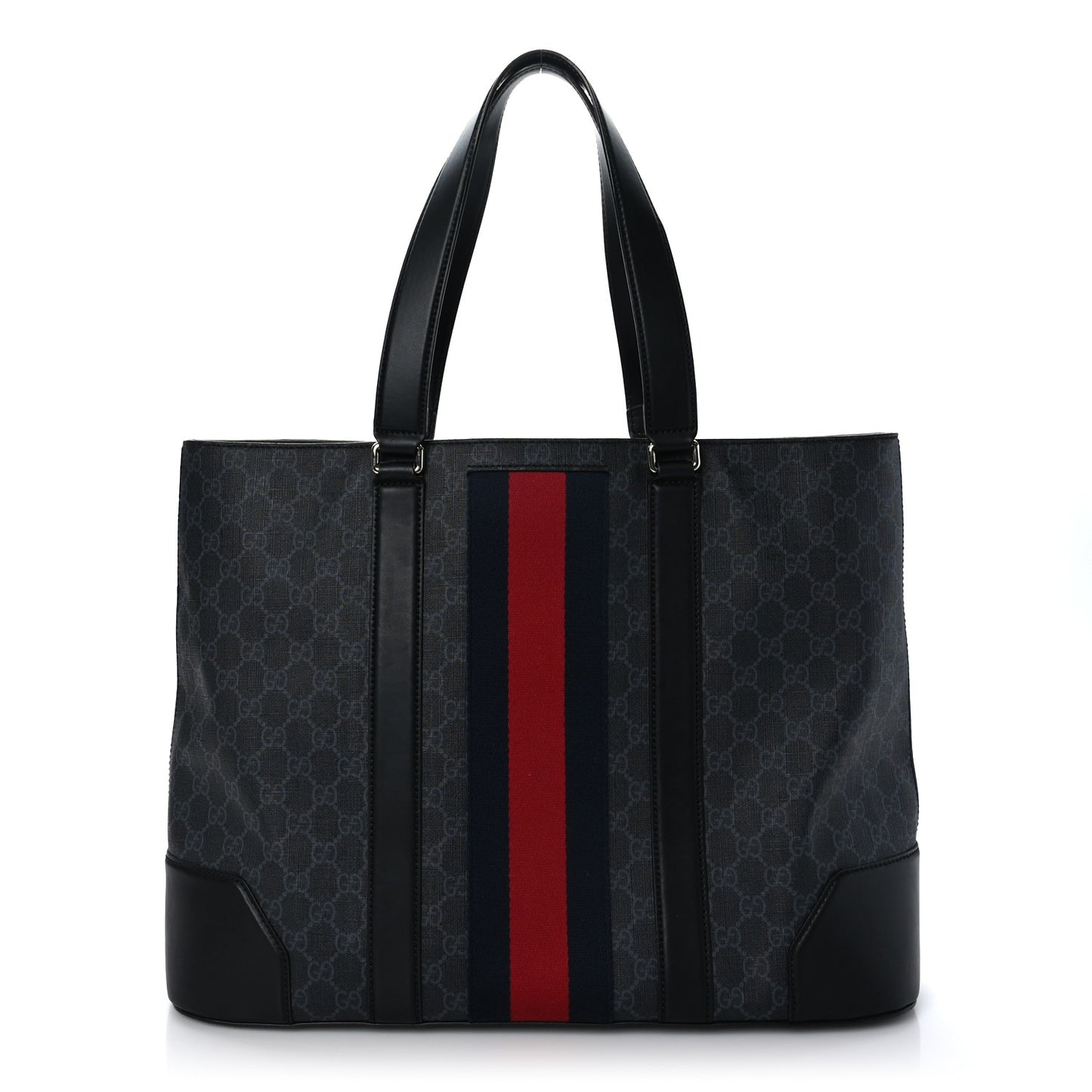 GG Supreme Monogram Web Tote Black Grey