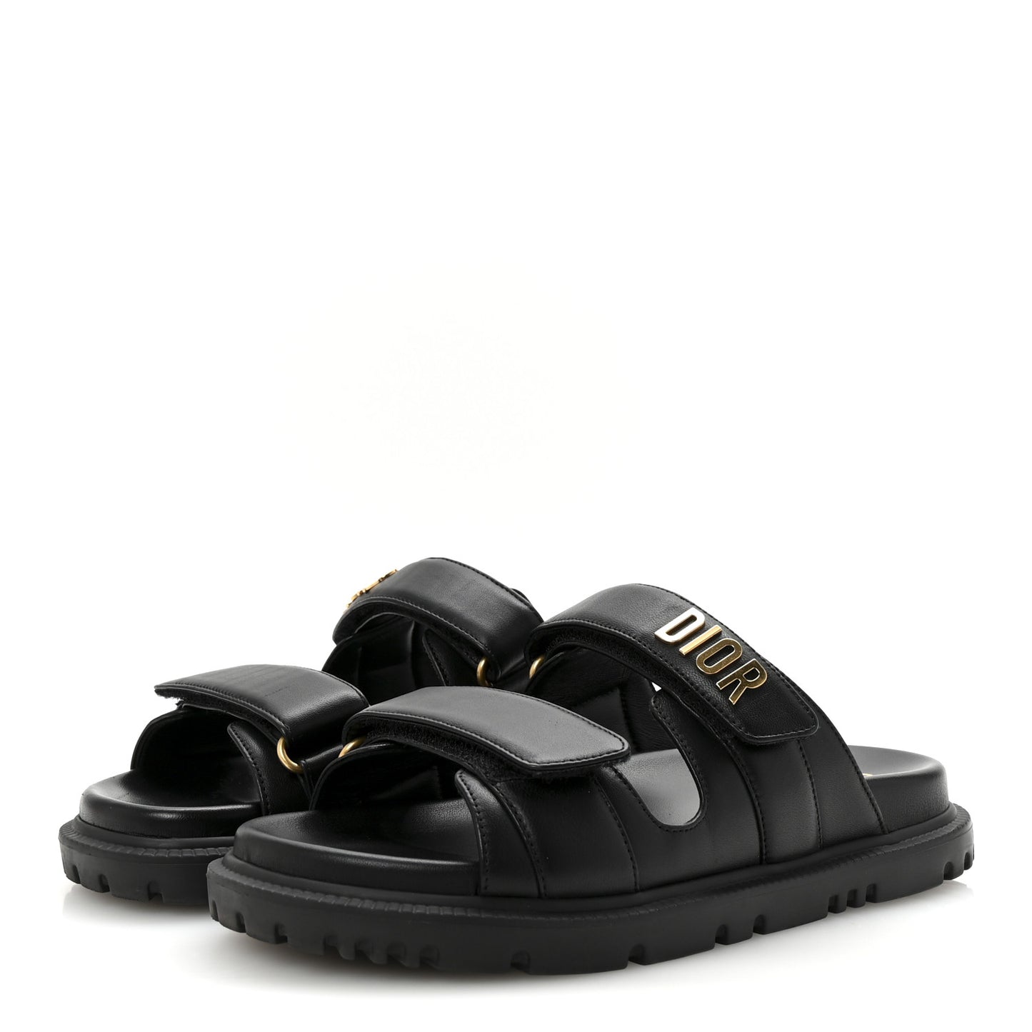 Lambskin Dioract 10mm Slide Sandals 36 Black