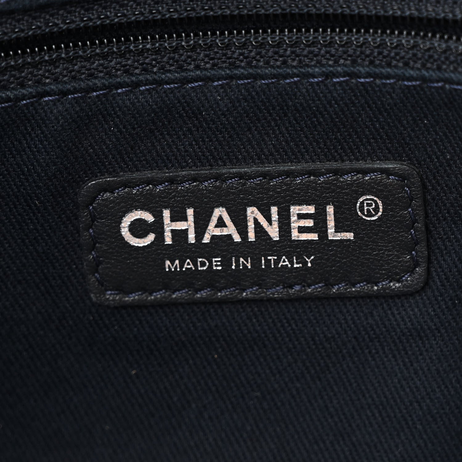 Chanel Denim Small Deauville Tote Dark Blue White 6 of 12