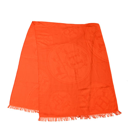 Hermes Cashmere Silk New Libris Stole Orange Exotique 2 of 3