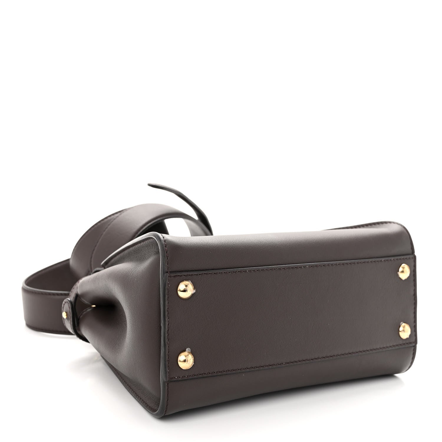 Fendi Vitello Seta Suede FF Mini Peekaboo Iconic Satchel Chocolate Sigaro Marrone 4 of 10