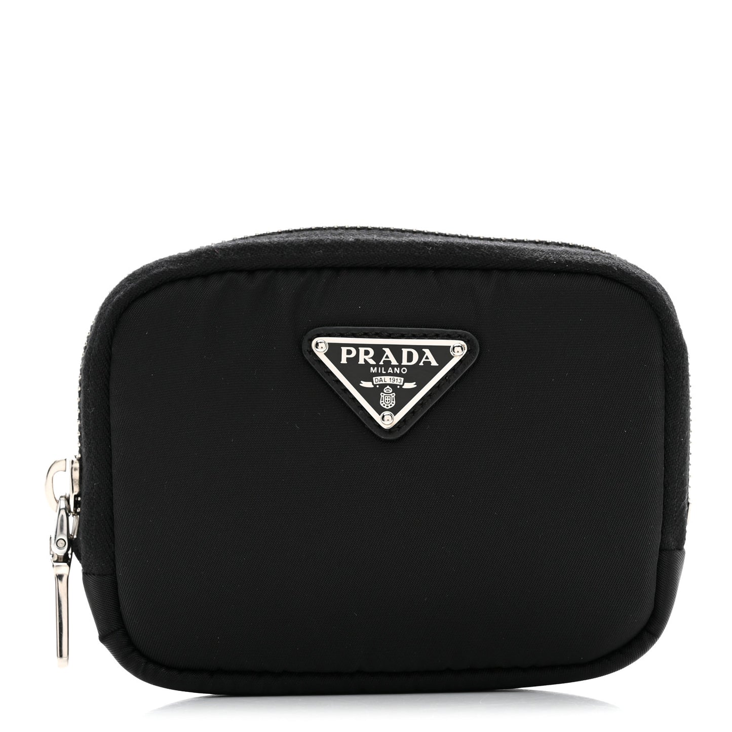 Tessuto Nylon Compact Zip Around Coin Pouch Black