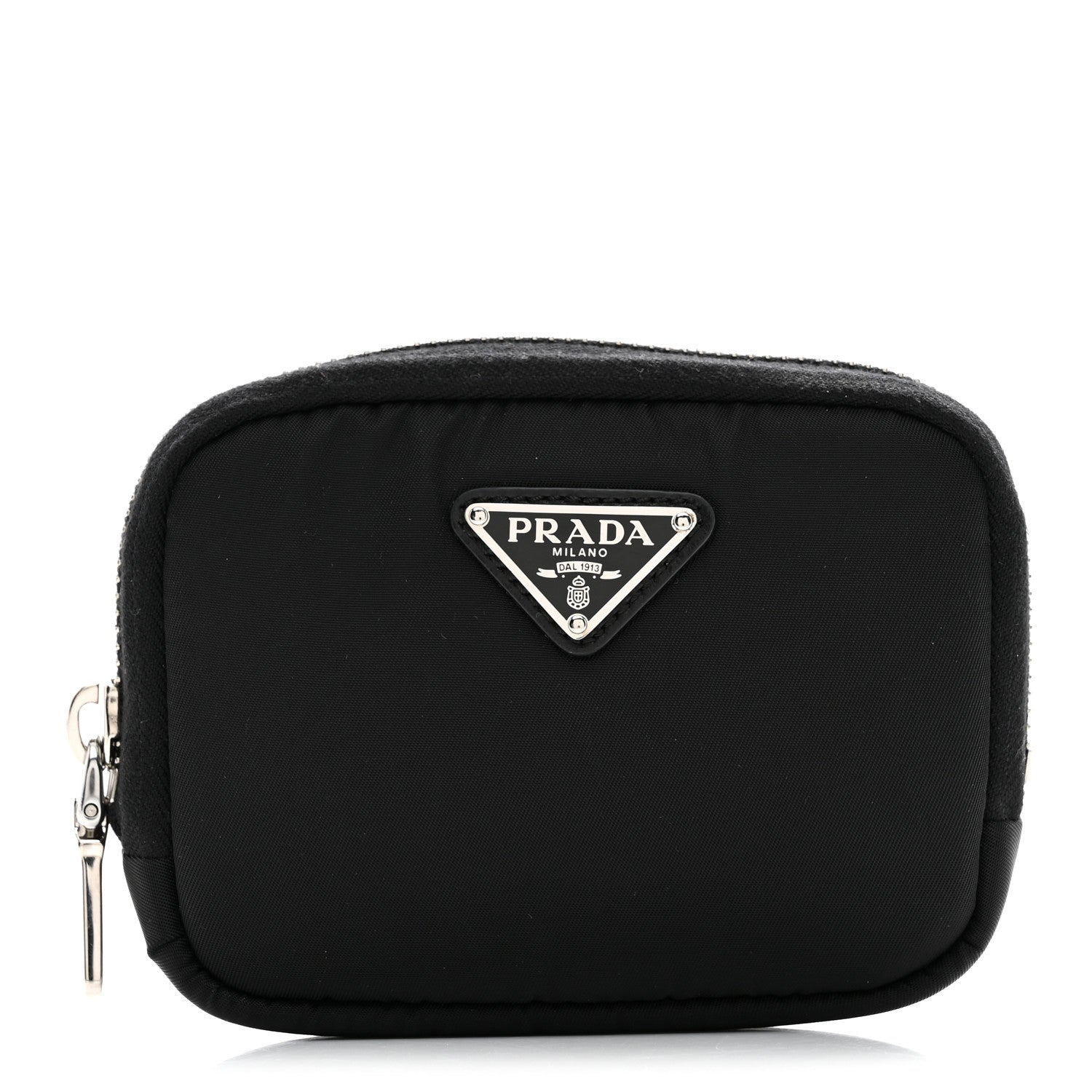 Prada Tessuto Nylon Compact Zip Around Coin Pouch Black 1 of 8