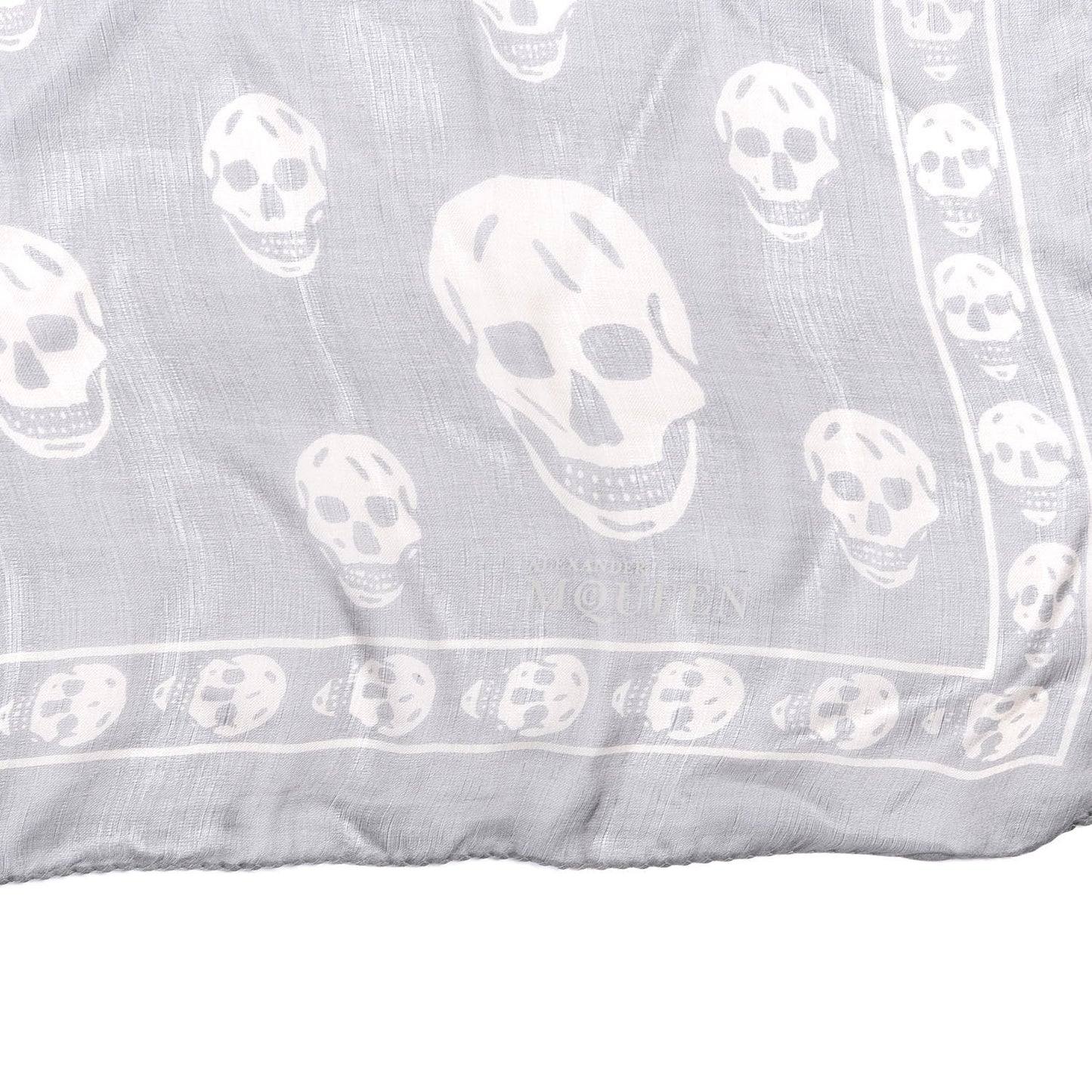 Silk Chiffon Skull Scarf Grey Beige