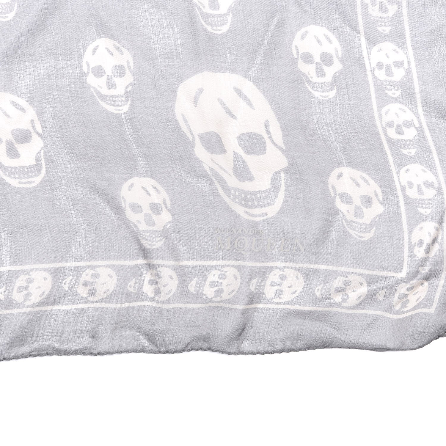 Alexander McQueen Silk Chiffon Skull Scarf Grey Beige 2 of 3