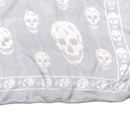 Alexander McQueen Silk Chiffon Skull Scarf Grey Beige 2 of 3