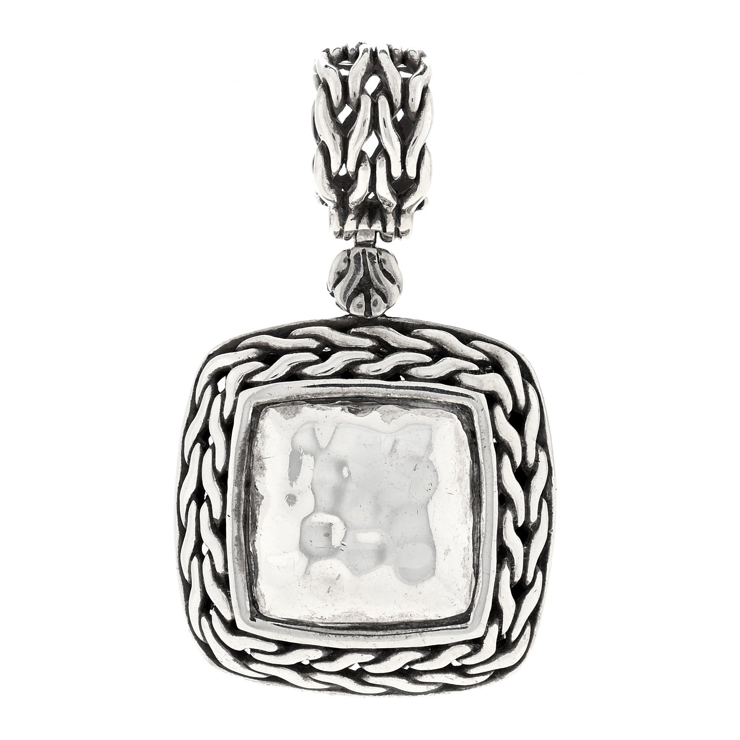 John Hardy Sterling Silver Palu Square Hammered Pendant 1 of 3