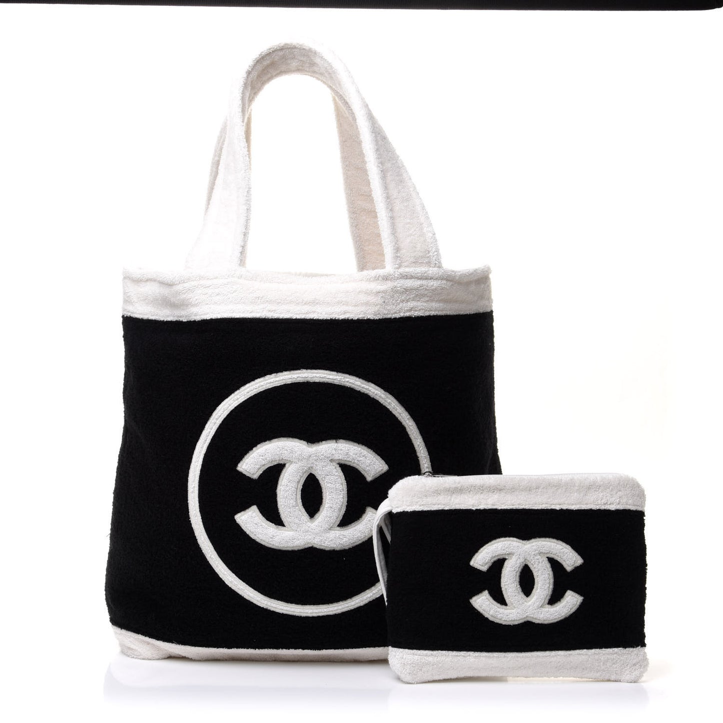 Terry Cotton CC Beach Tote Towel Set Black White