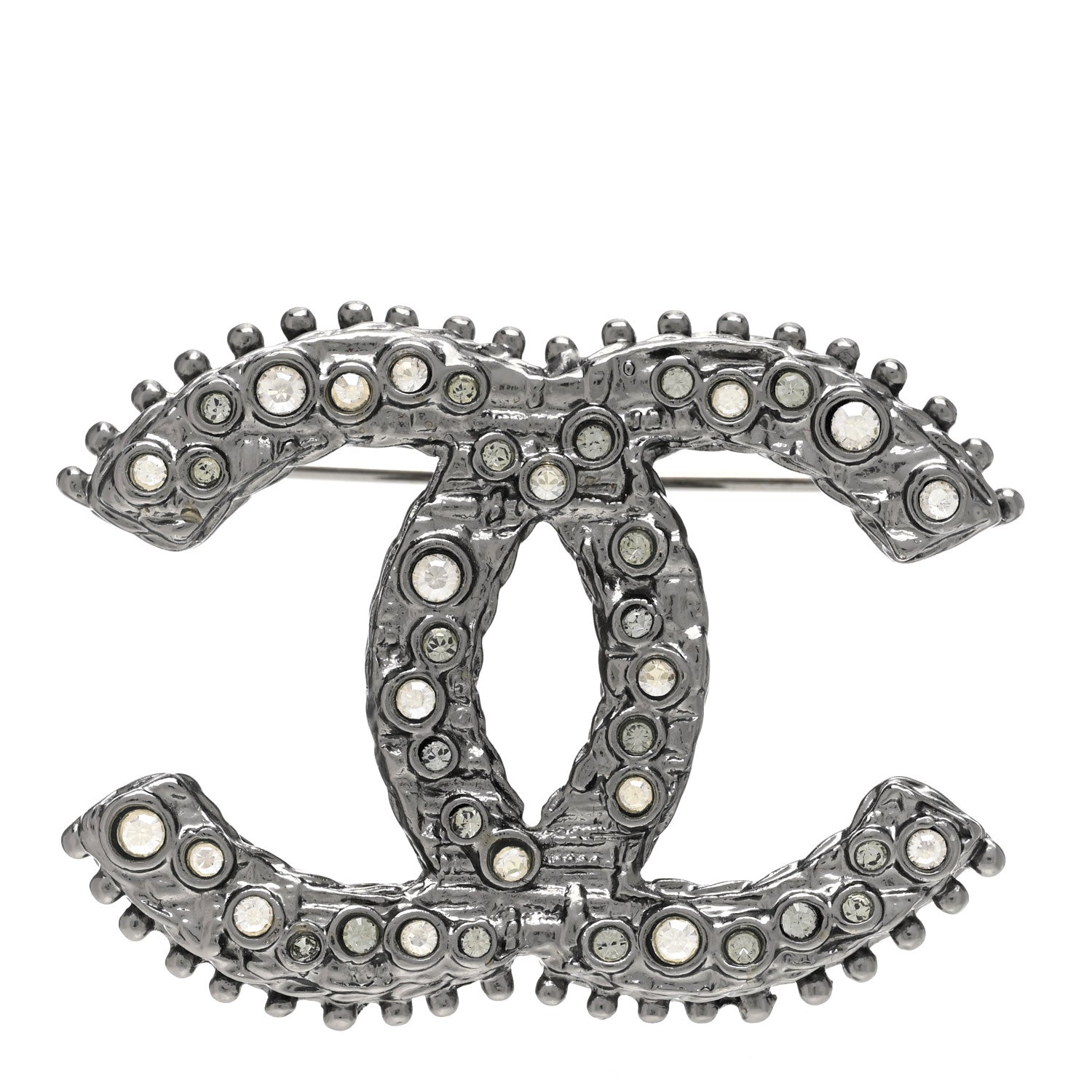 Chanel Crystal CC Brooch Silver 1 of 4