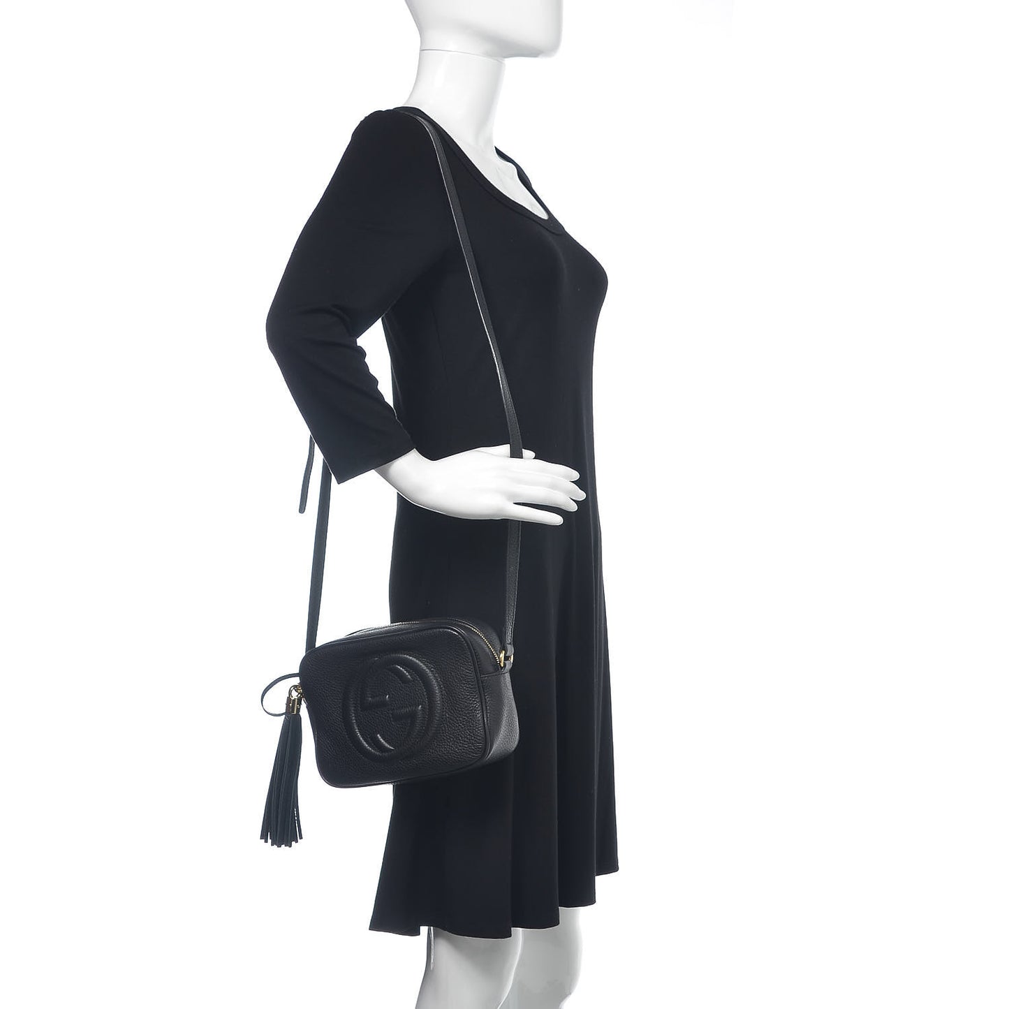 Pebbled Calfskin Small Soho Disco Bag Black