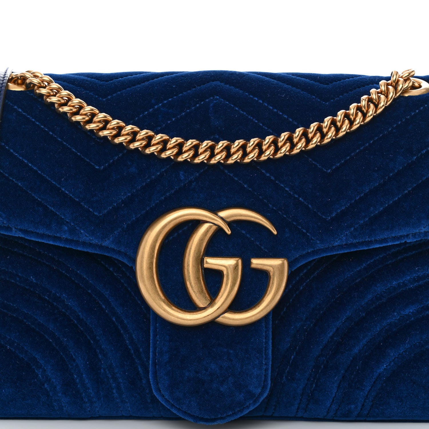 Gucci Velvet Matelasse Medium GG Marmont Shoulder Bag Cobalt Blue 8 of 10