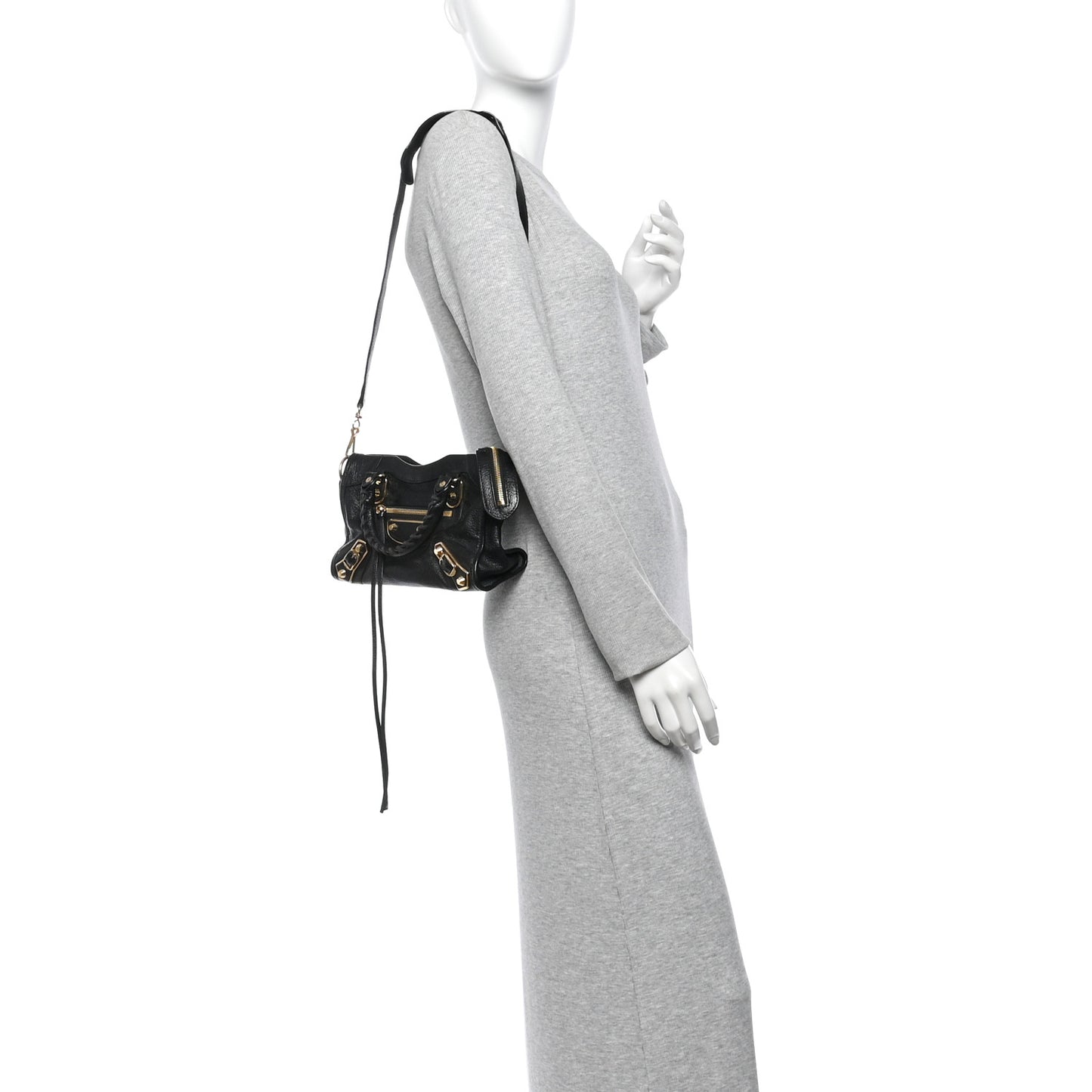 Chevre Gold Metallic Edge Hardware Mini City Black