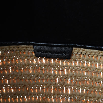 Celine Raffia Calfskin Basket Bag Natural Black 5 of 8