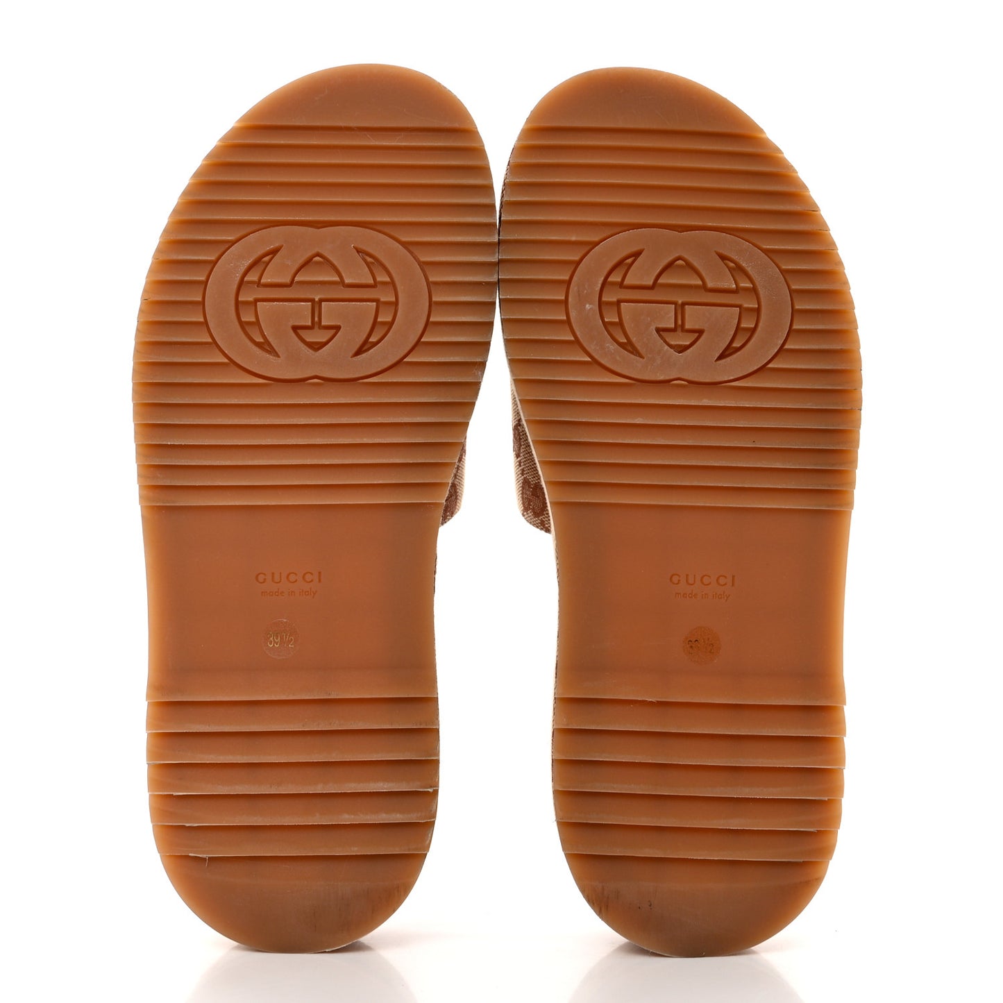 Canvas GG Monogram Angelina Platform Slide Sandals 39.5 Beige Ruggine
