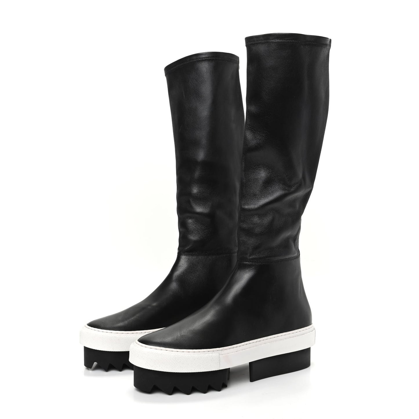 Lambskin Platform Knee Boots 37 Black