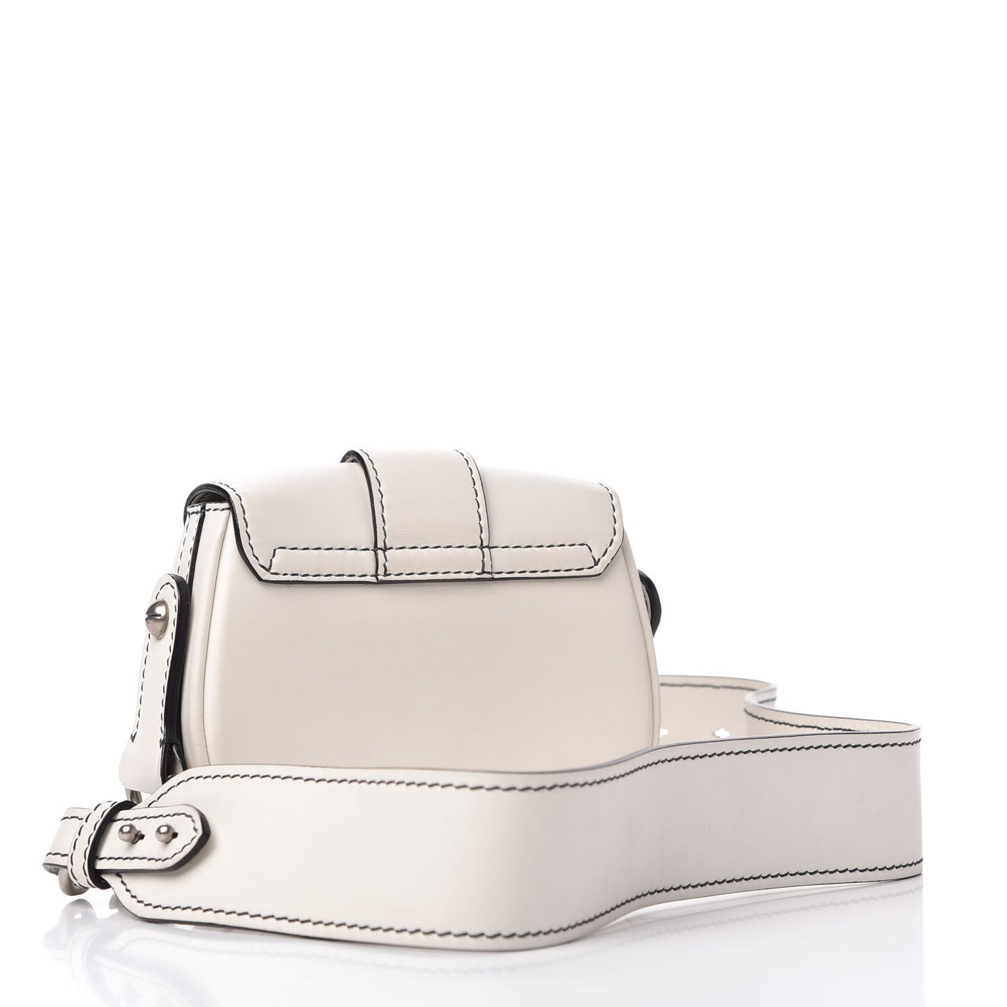 Calfskin Mini D Fence Saddle Bag White