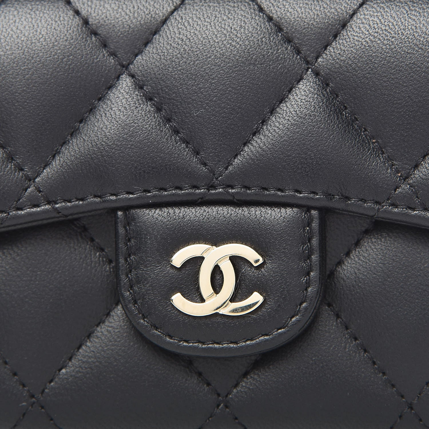 Chanel Lambskin Quilted Flap Card Holder Wallet Black 9 of 10