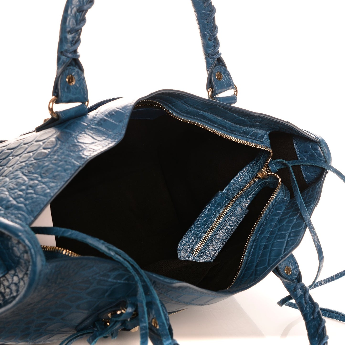 Calfskin Crocodile Embossed Classic Gold Hardware City Bleu Marine