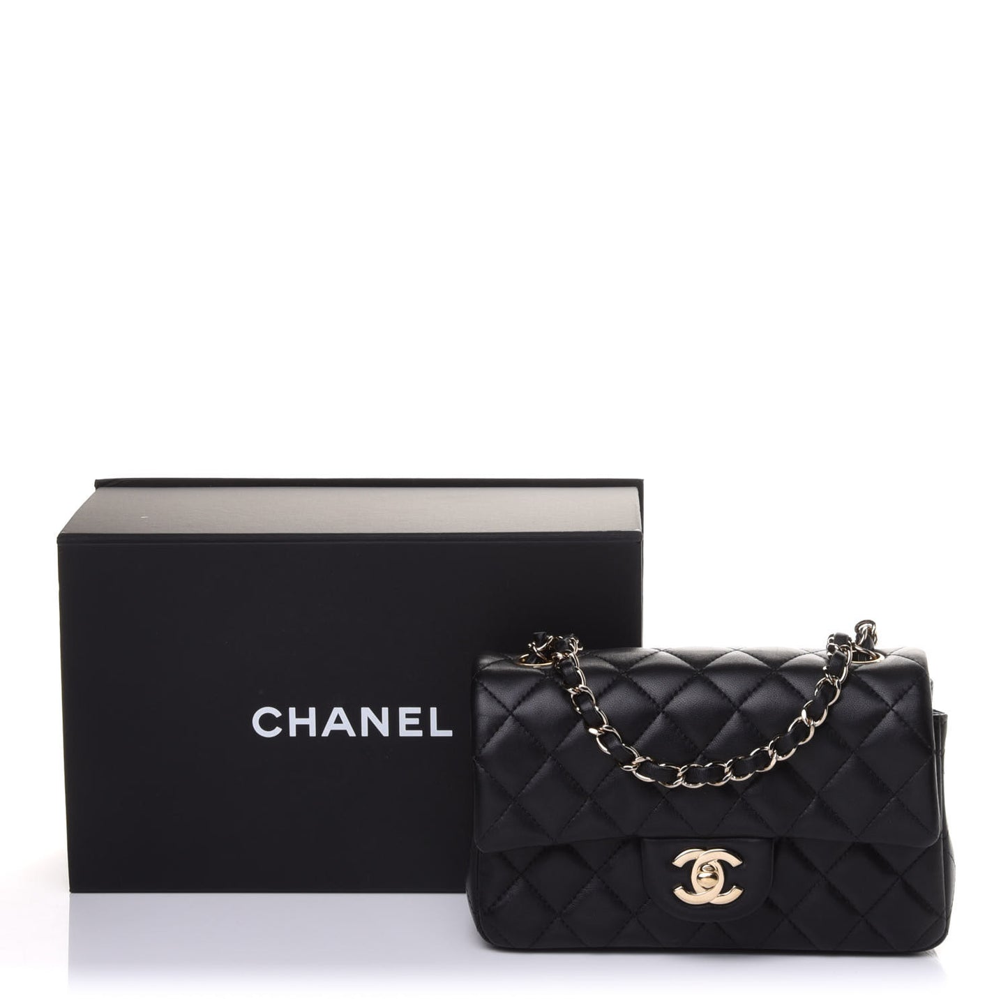 Lambskin Quilted Mini Rectangular Flap Black