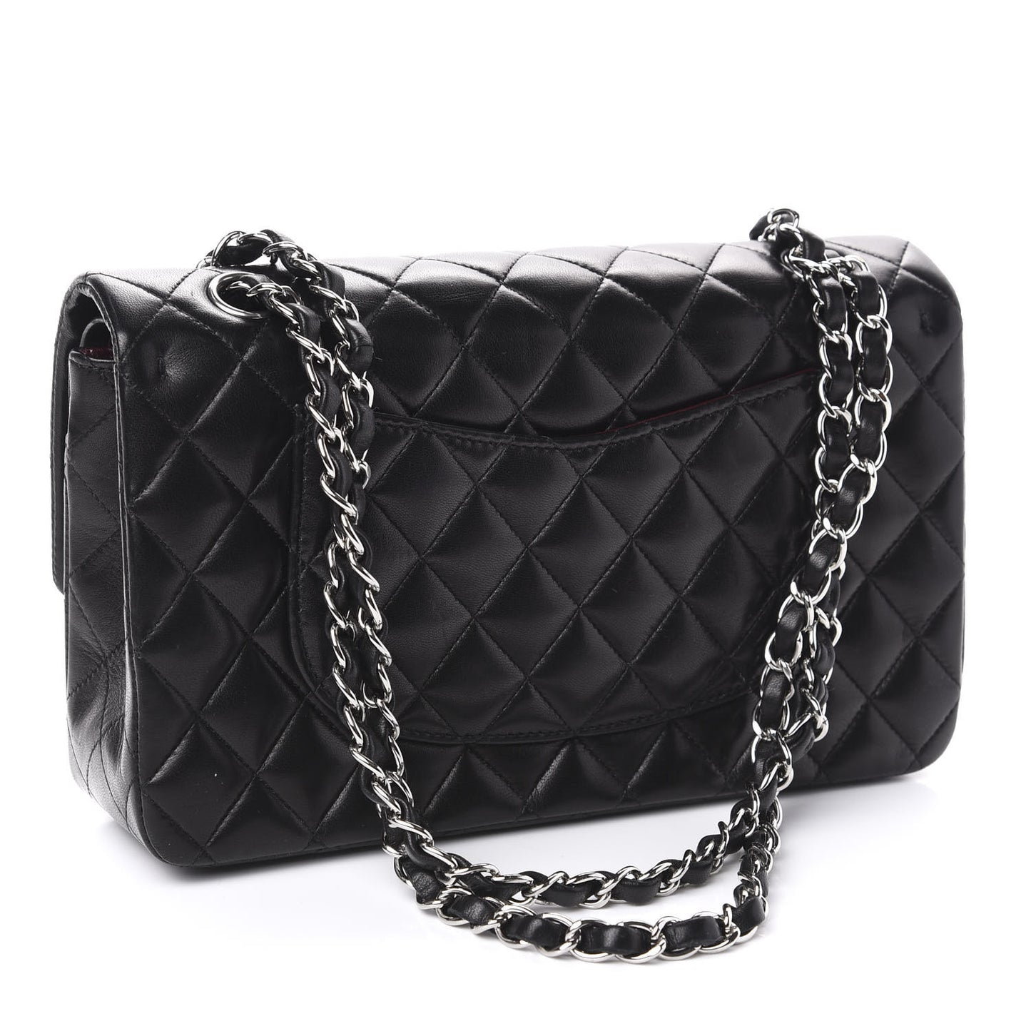 Lambskin Quilted Medium Double Flap Black