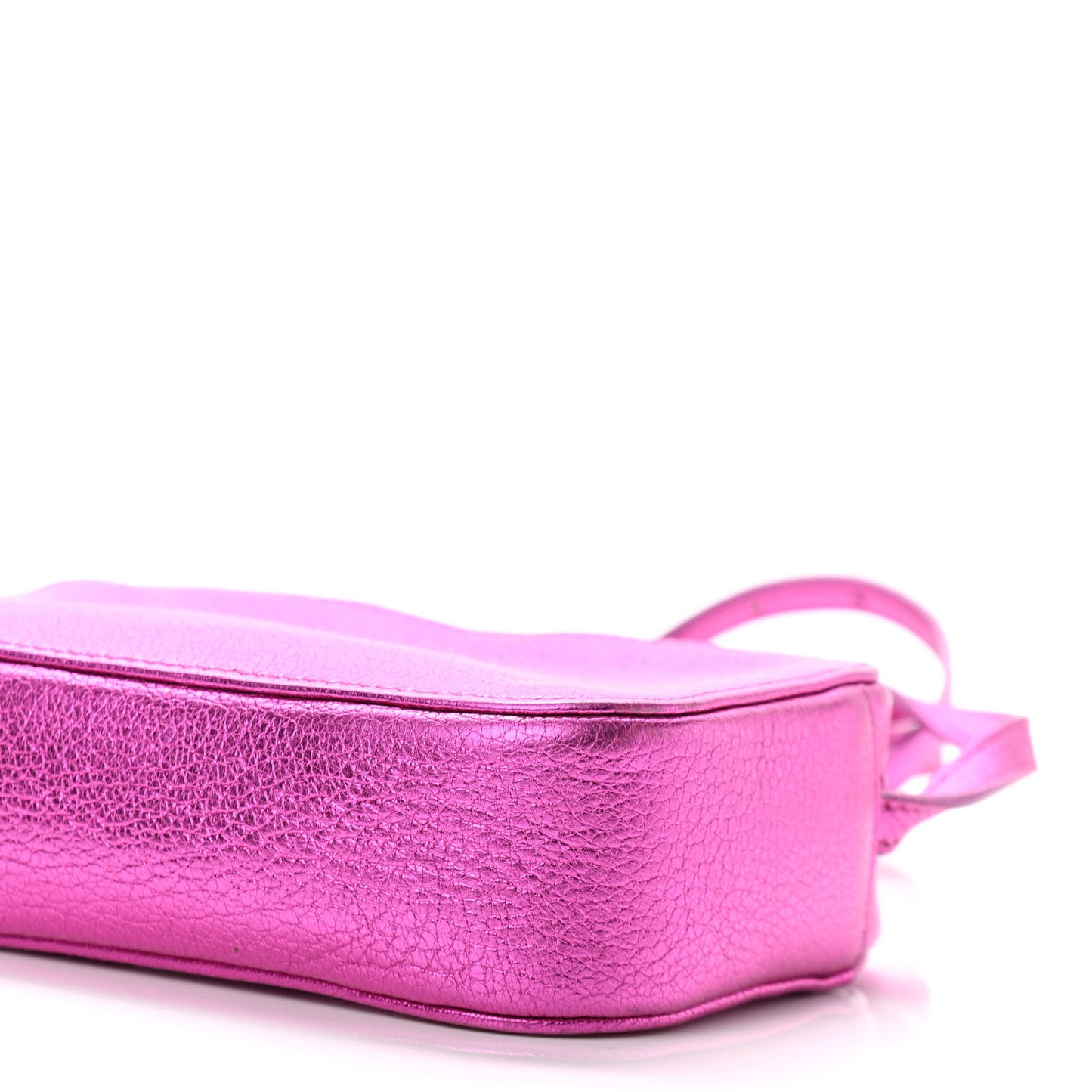 Metallic Goatskin Logo XS Everyday Camera Bag Rose Fuchsia Black