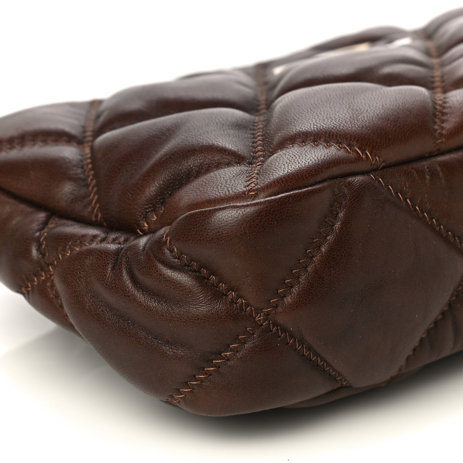 Chanel Lambskin Bubble Quilt Pochette Brown 10 of 16